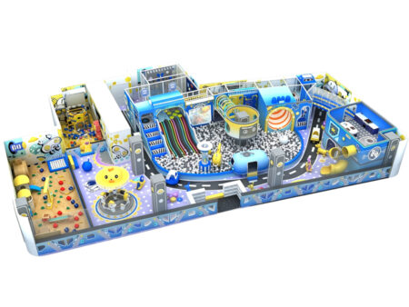 Blue-themed indoor soft play equipment
