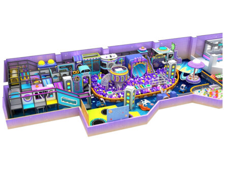 Space-themed indoor children's soft play center
