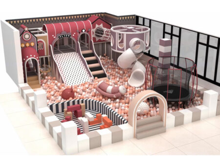 Burgundy-themed indoor soft play equipment for children's playgrounds