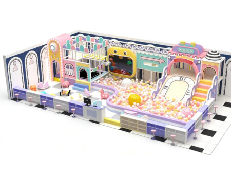 High-end 200m² indoor "Naughty Castle" (soft play) facility with a macaron color scheme