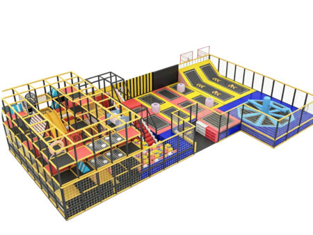 Indoor multi-functional trampoline park attractions