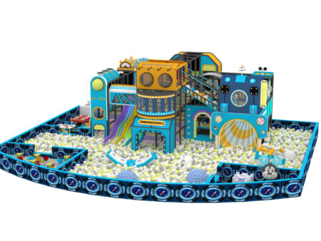 Multi-functional entertainment facility featuring a massive ball pit for shopping malls
