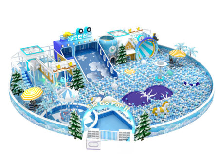 Ice-and-snow themed indoor entertainment facility featuring a massive ball pit with over a million balls