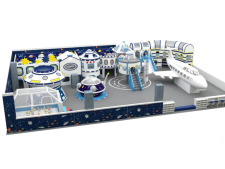 Space-themed amusement rides for children's play areas in shopping malls