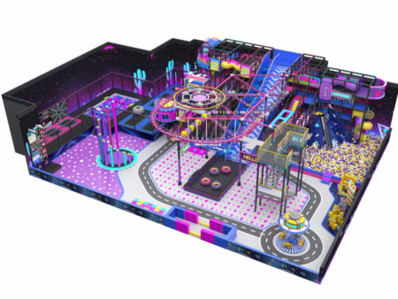 Indoor multi-functional trendy entertainment center, soft play area, and children's amusement facilities.