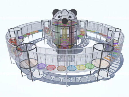 Large panda-shaped rope climbing play structure
